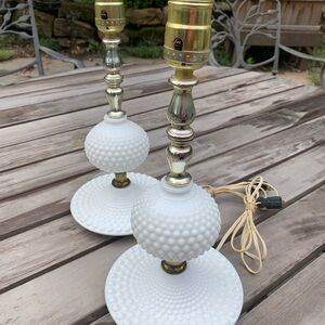 Vintage White Hobnail Table Lamps